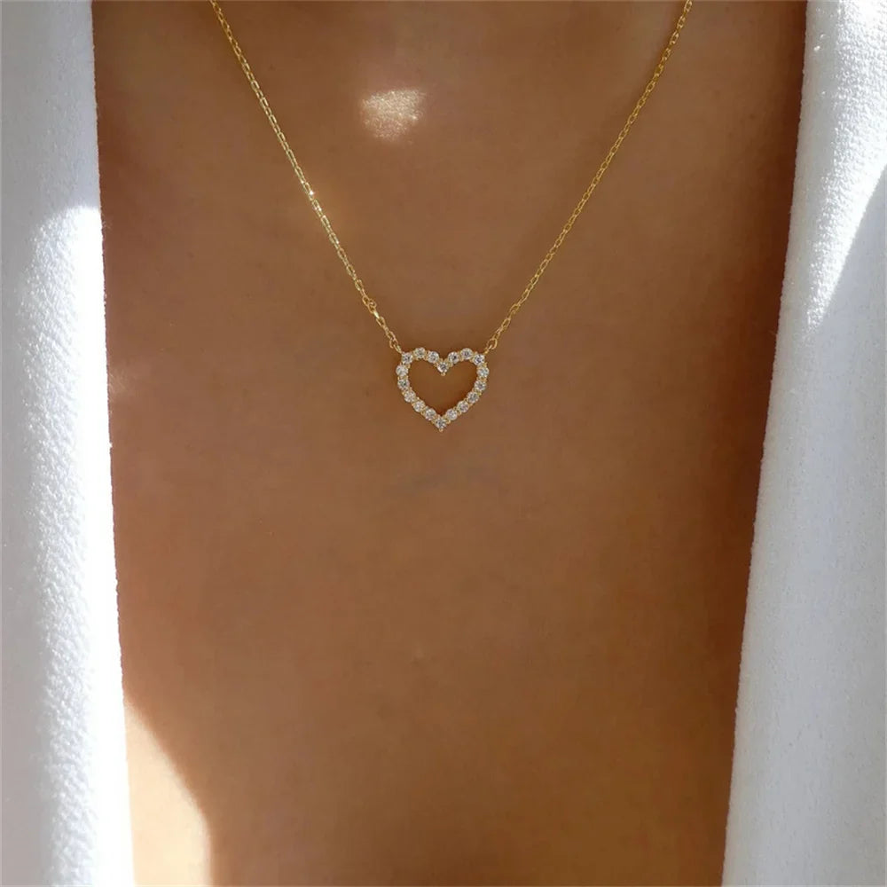 Elegant Crystal Love Pendant Necklace