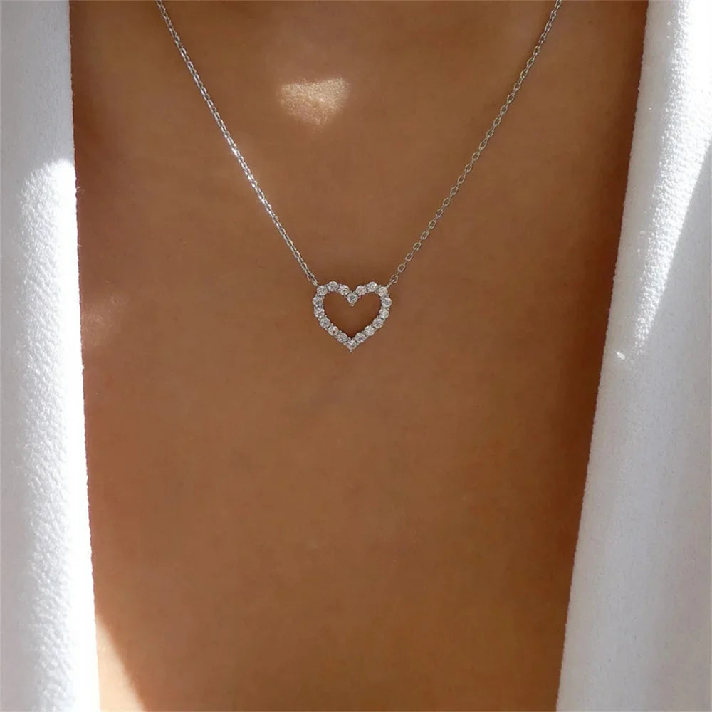Elegant Crystal Love Pendant Necklace