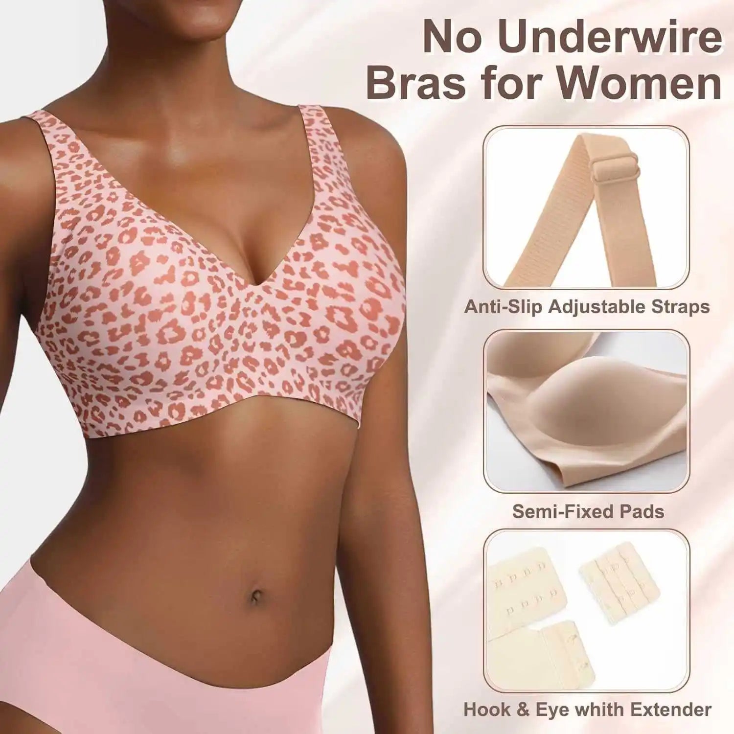 Seamless Pink Leopard Comfort Bra